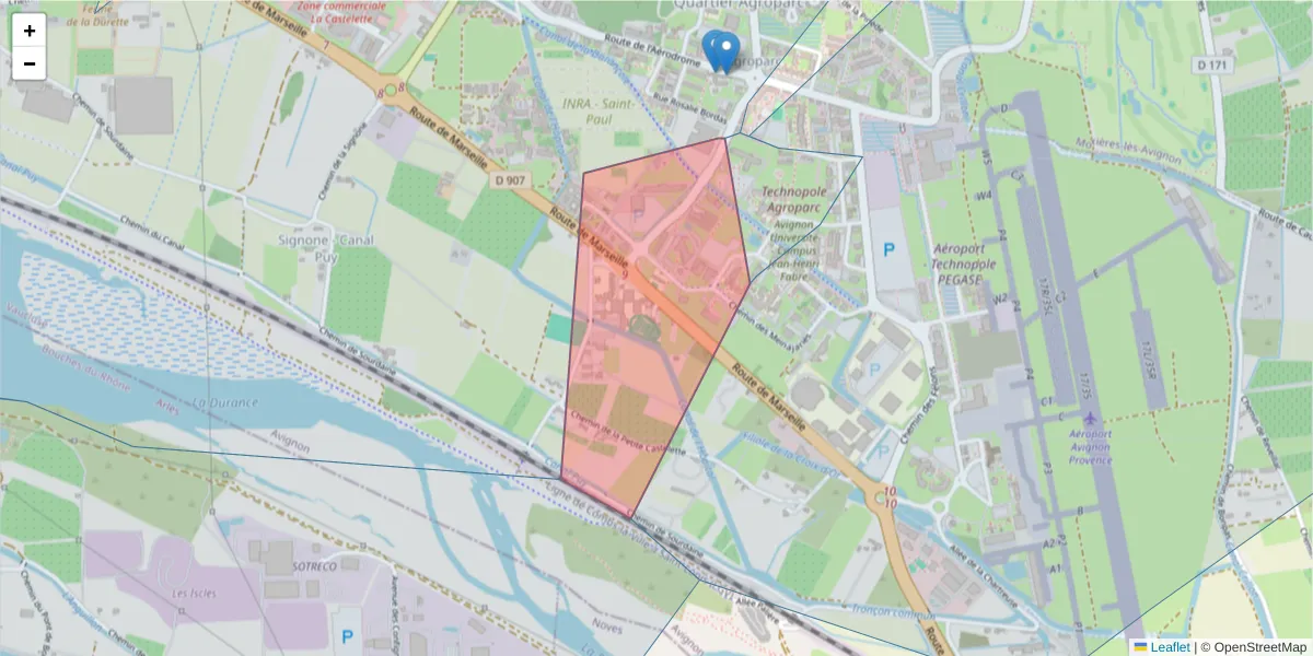 Carte de la zone du code postal  et des codes postaux voisins en France