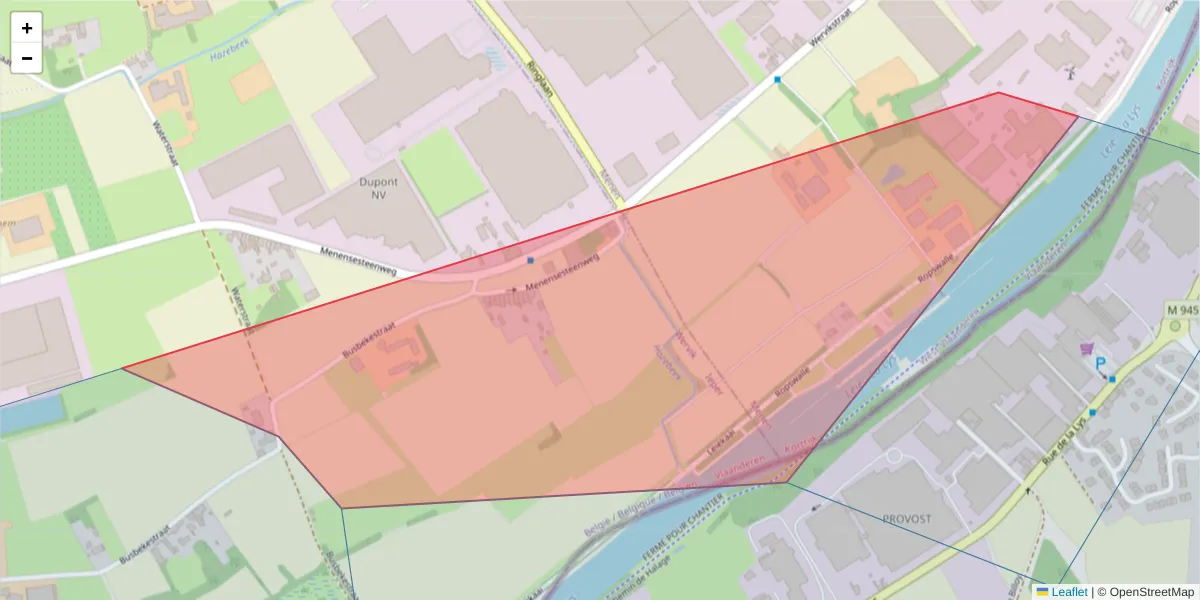 Carte de la zone du code postal  et des codes postaux voisins en France