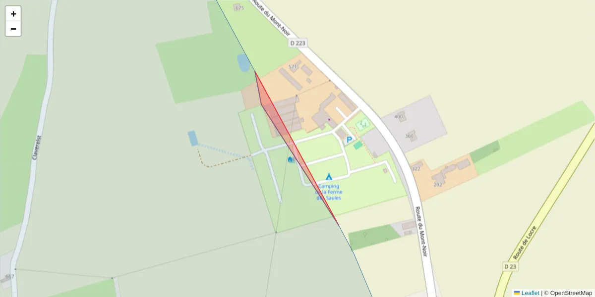 Carte de la zone du code postal  et des codes postaux voisins en France