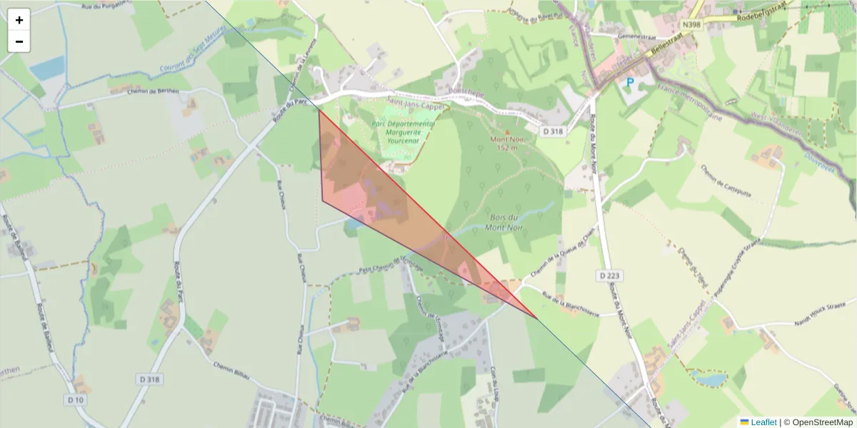 Carte de la zone du code postal  et des codes postaux voisins en France