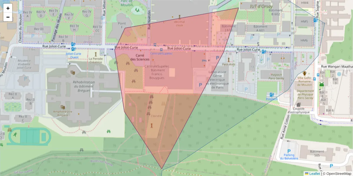 Carte de la zone du code postal  et des codes postaux voisins en France