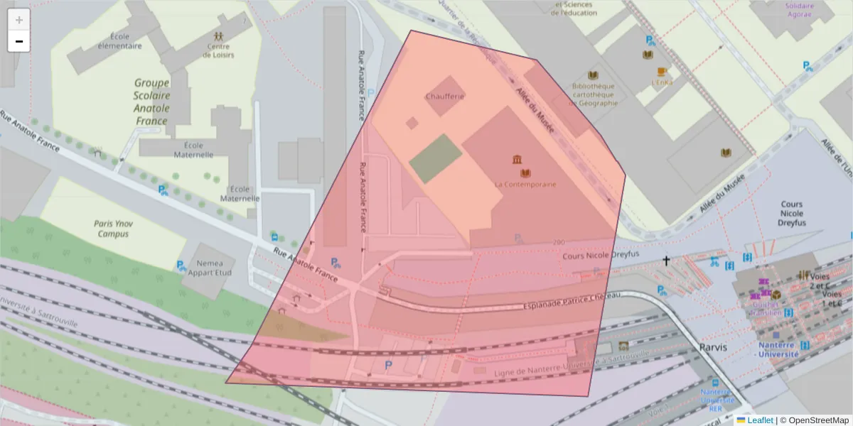 Carte de la zone du code postal  et des codes postaux voisins en France
