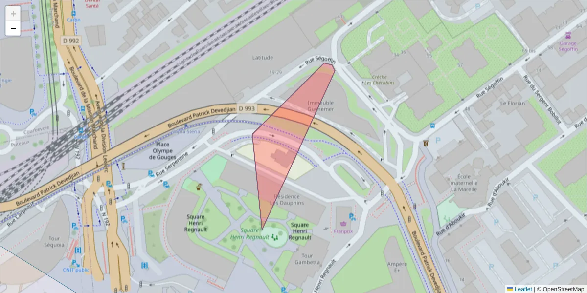 Carte de la zone du code postal  et des codes postaux voisins en France