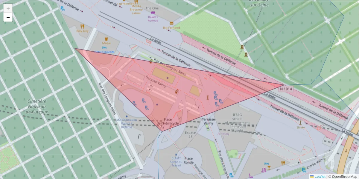 Carte de la zone du code postal  et des codes postaux voisins en France