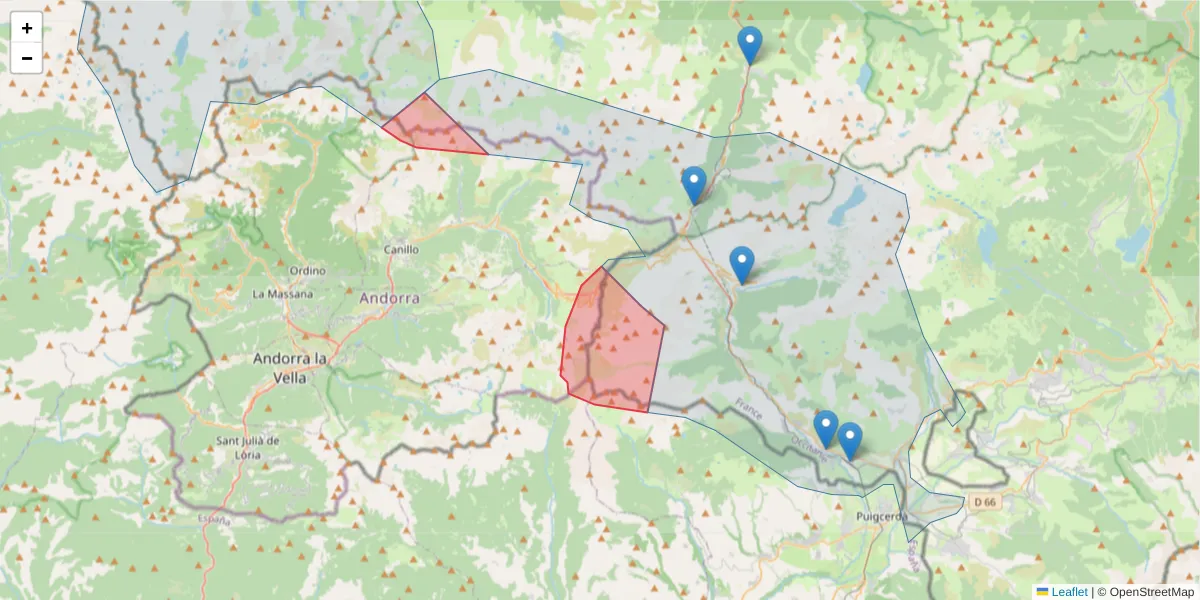 Carte de la zone du code postal  et des codes postaux voisins en France